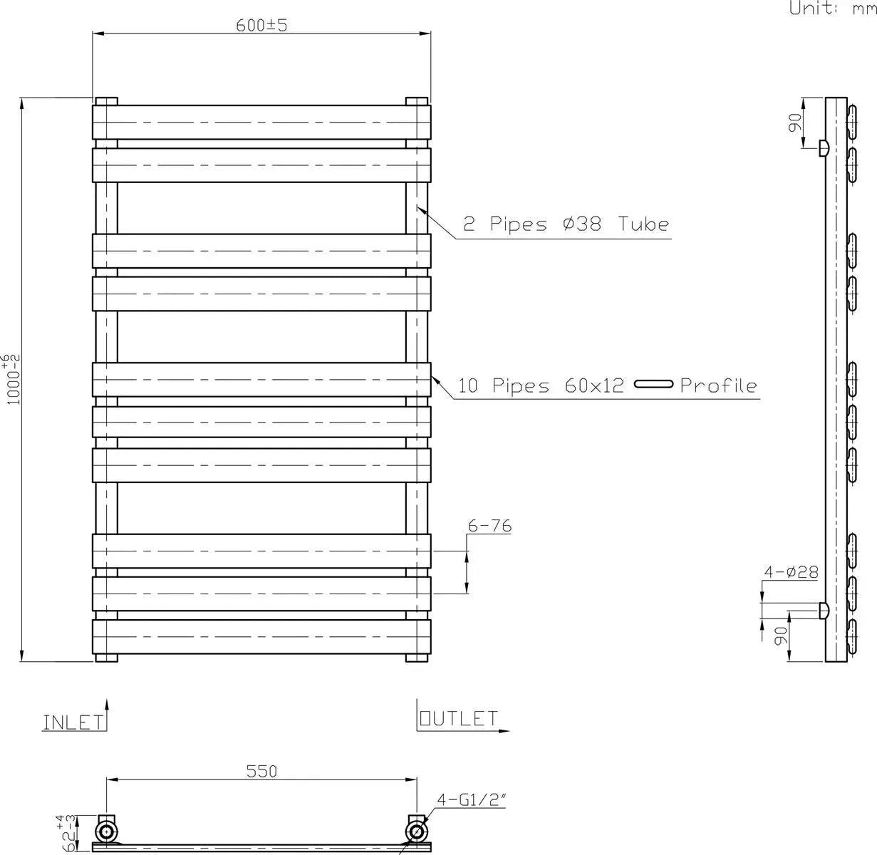 Rapallo - Flat panel heated towel rail chrome