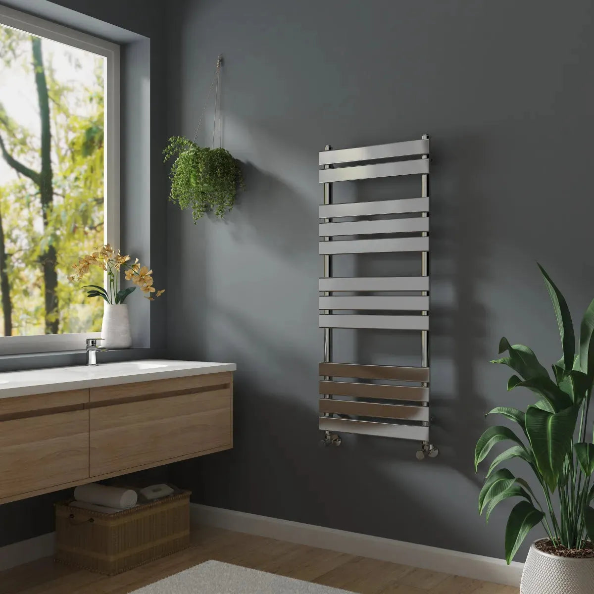 Rapallo - Flat panel heated towel rail chrome