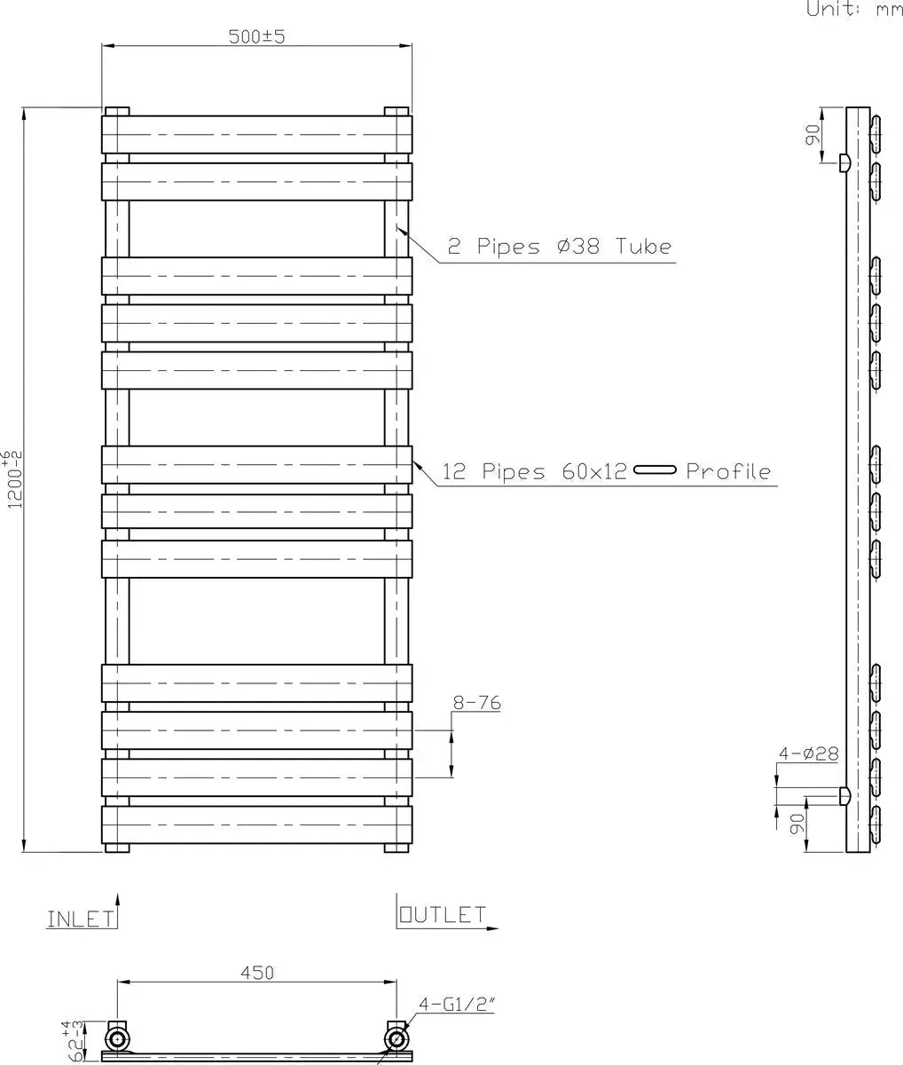 Rapallo - Flat panel heated towel rail chrome