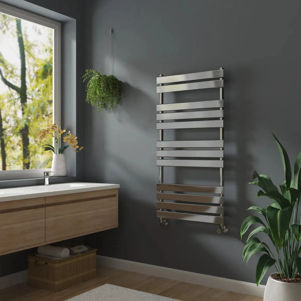 Rapallo - Flat panel heated towel rail chrome