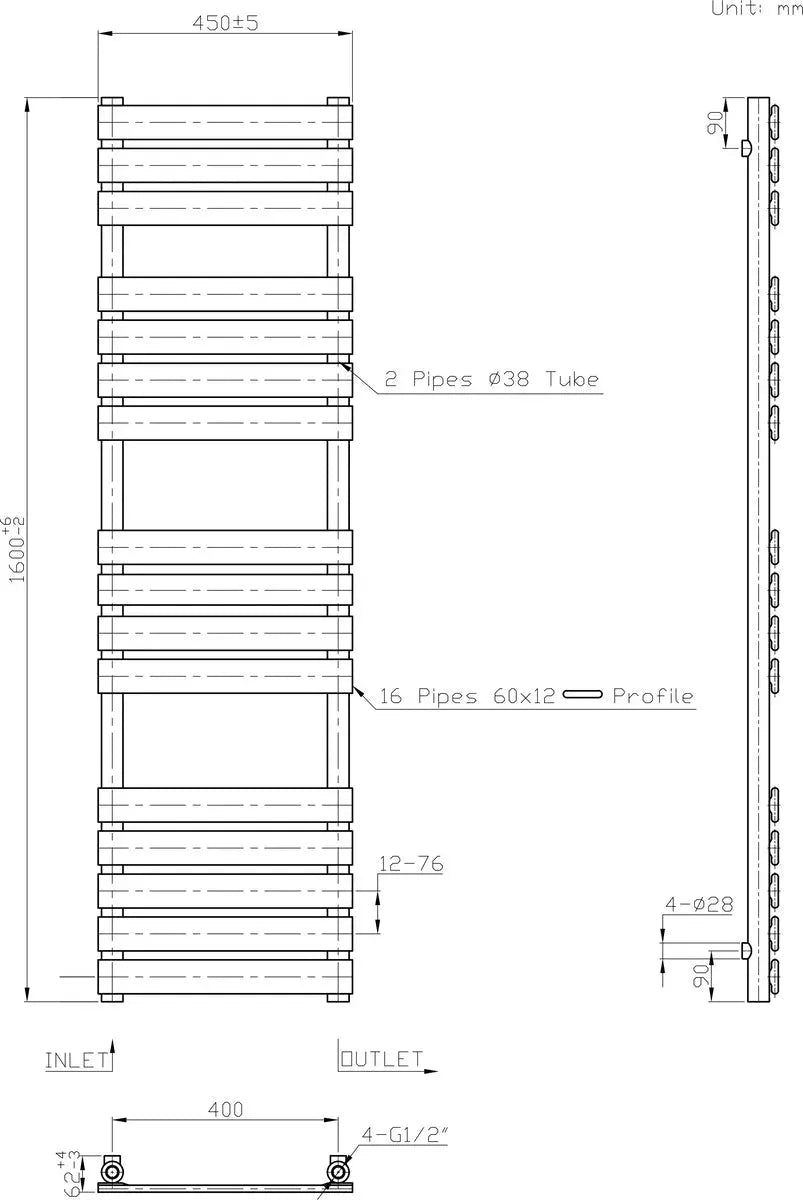 Rapallo - Flat panel heated towel rail chrome