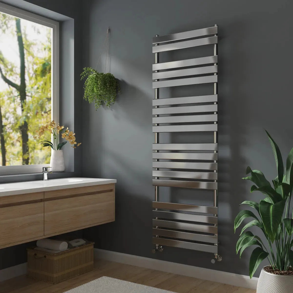 Rapallo - Flat panel heated towel rail chrome