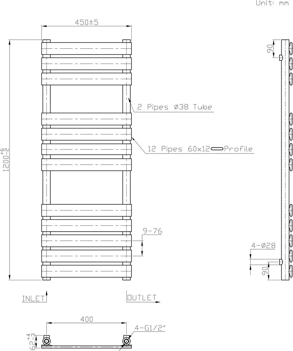 Rapallo - Flat panel heated towel rail white