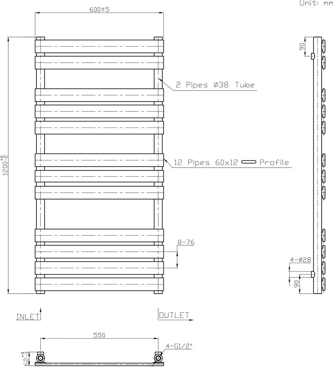 Rapallo - Flat panel heated towel rail white