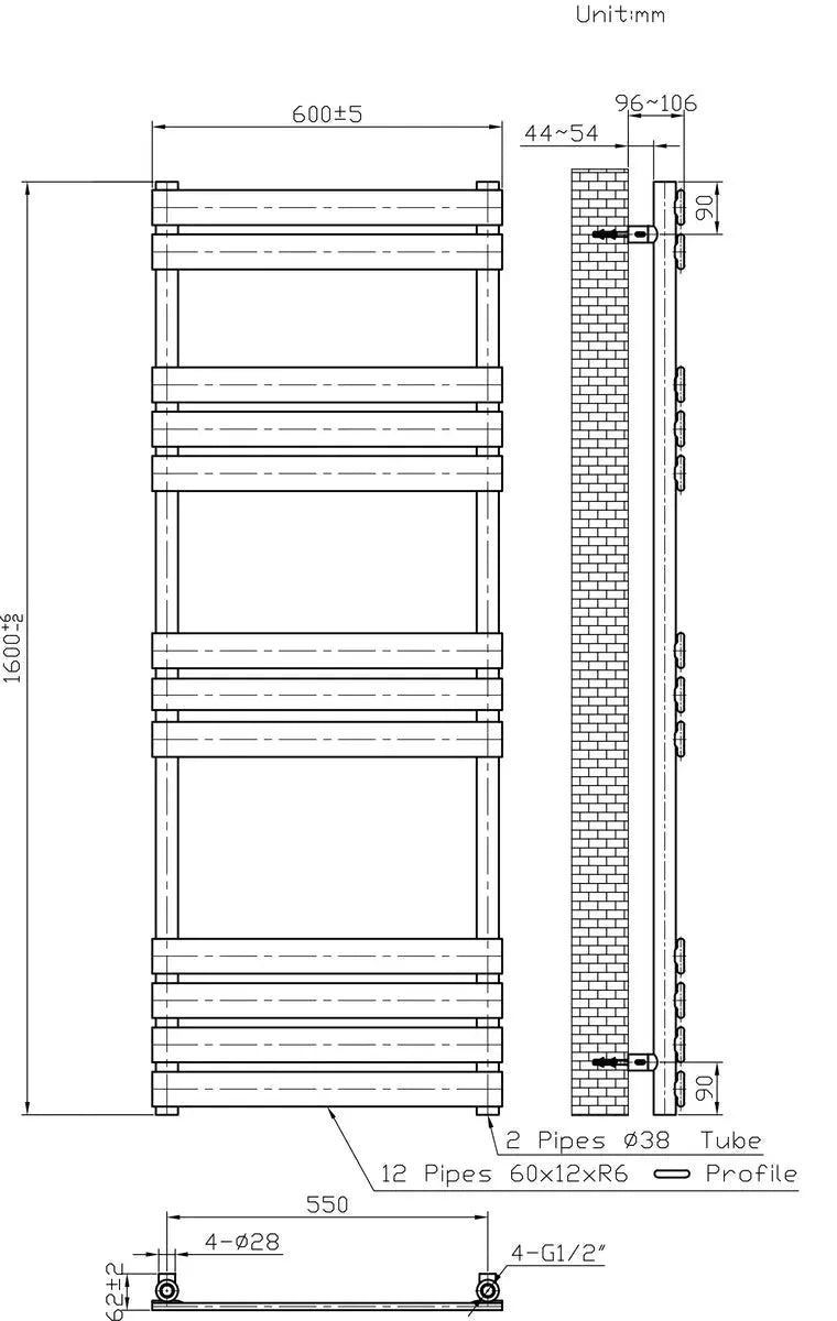 Rapallo - Flat panel heated towel rail white