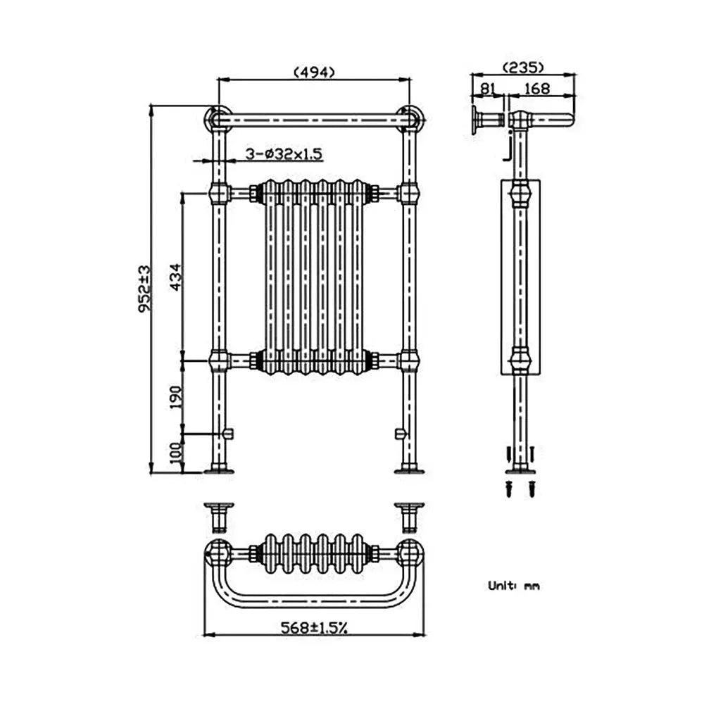 Varallo - Traditional heated towel rail white