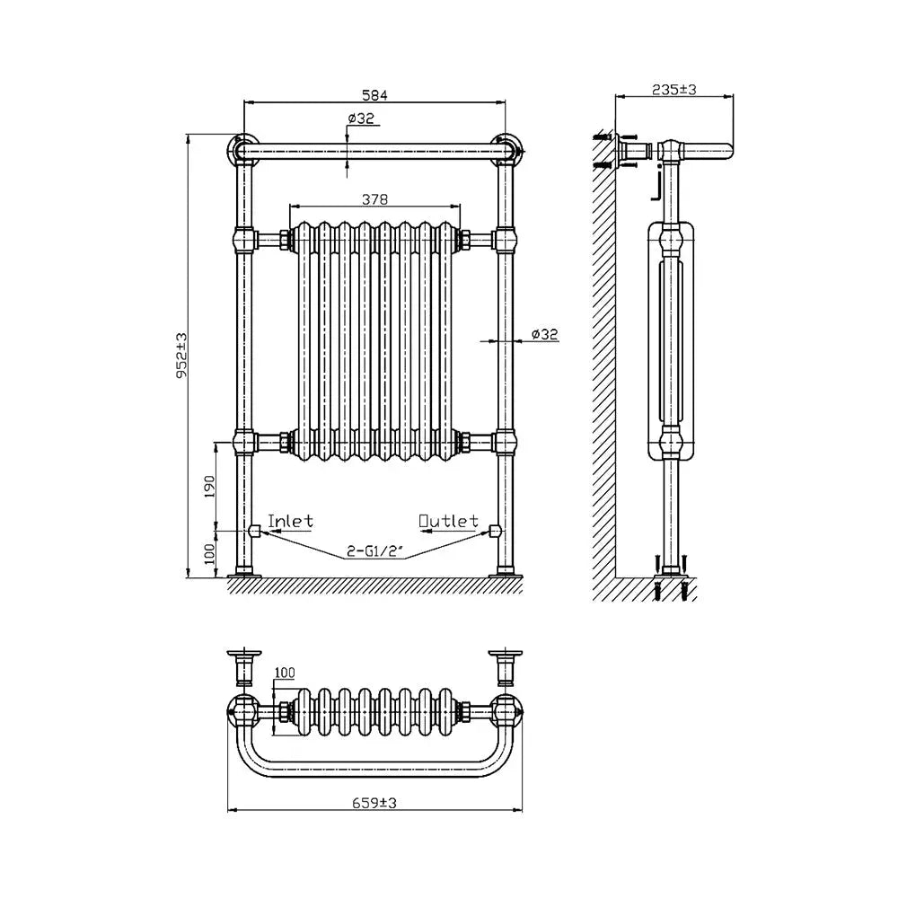 Varallo - Traditional heated towel rail white