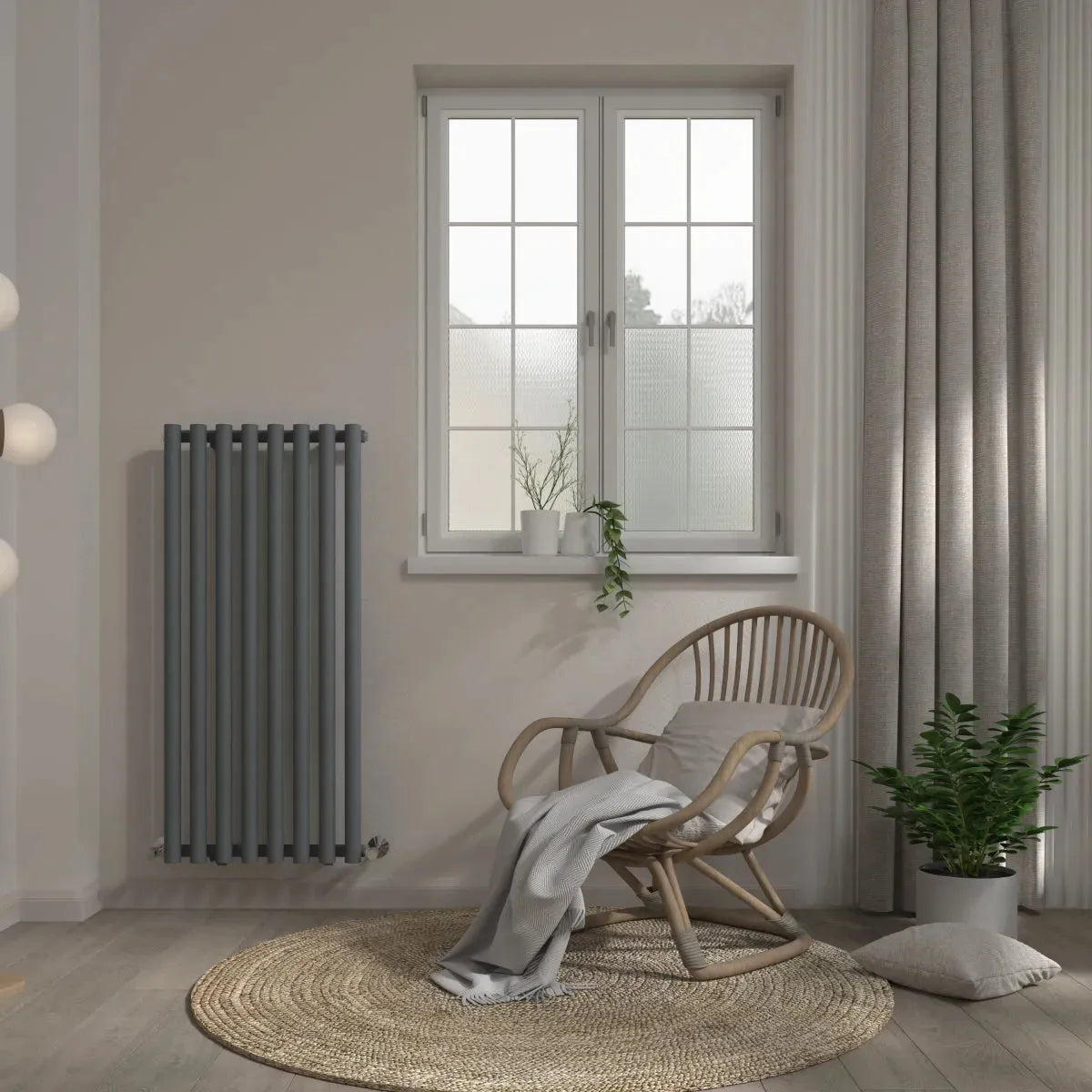 Comiso - Modern vertical round tube radiator anthracite