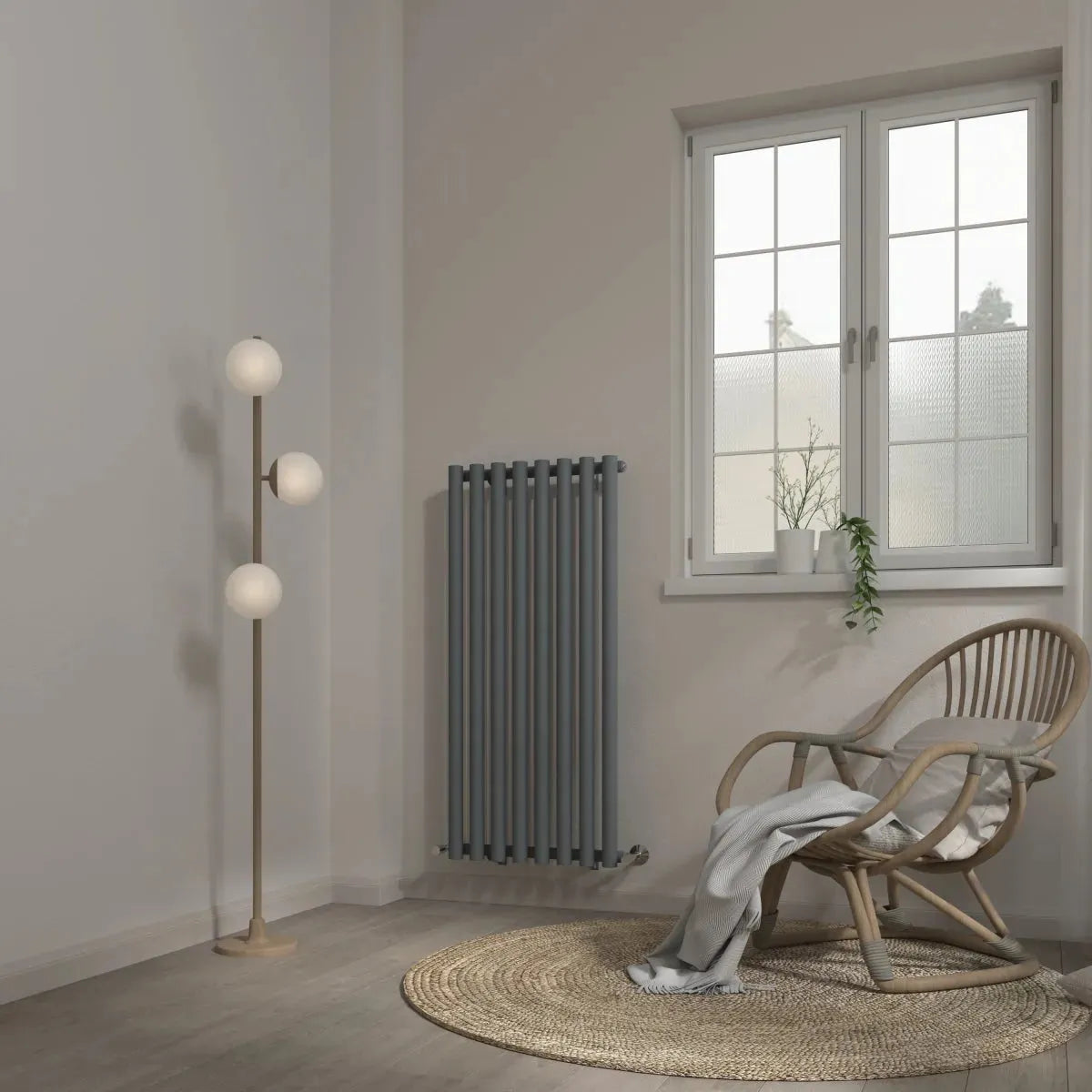 Comiso - Modern vertical round tube radiator anthracite