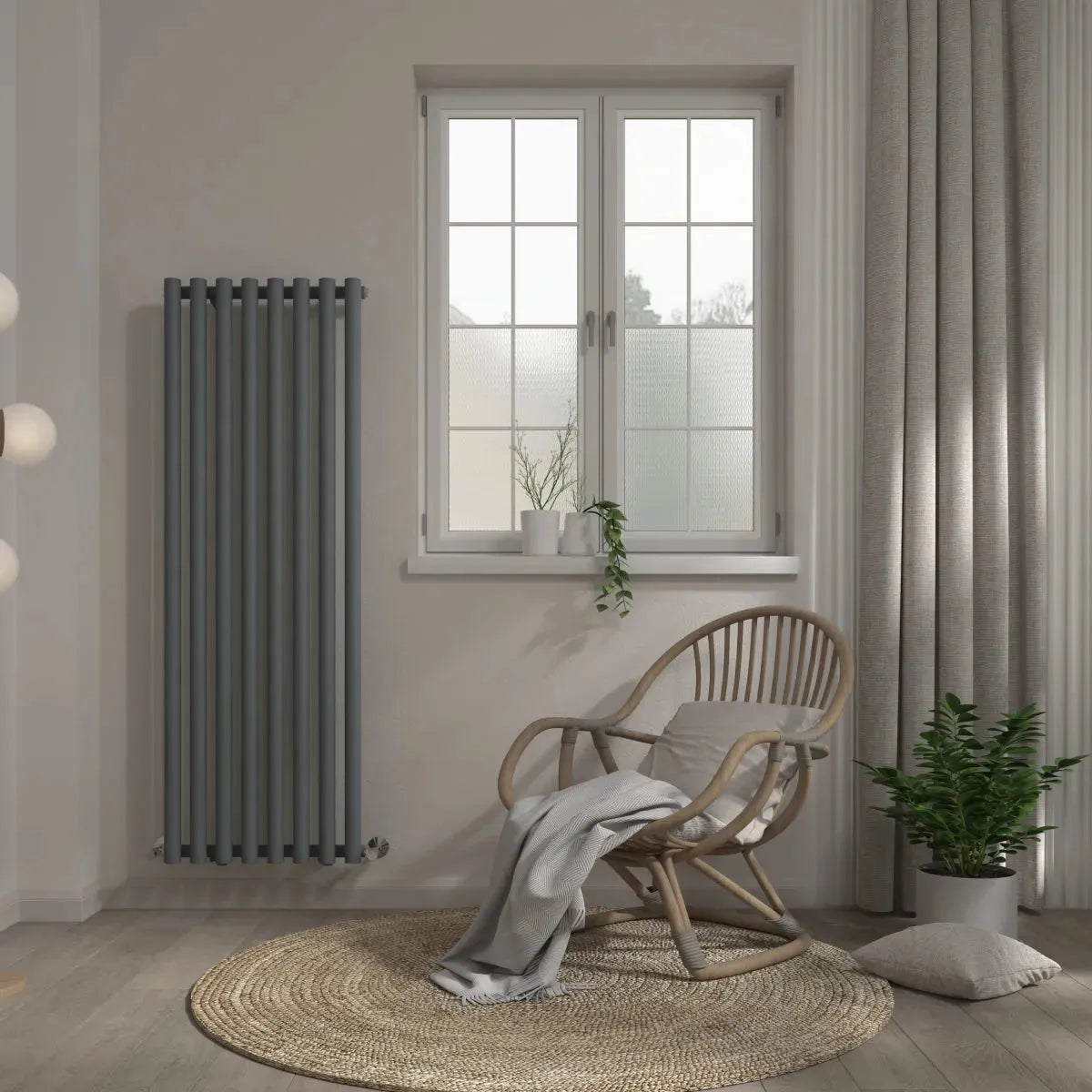 Comiso - Modern vertical round tube radiator anthracite