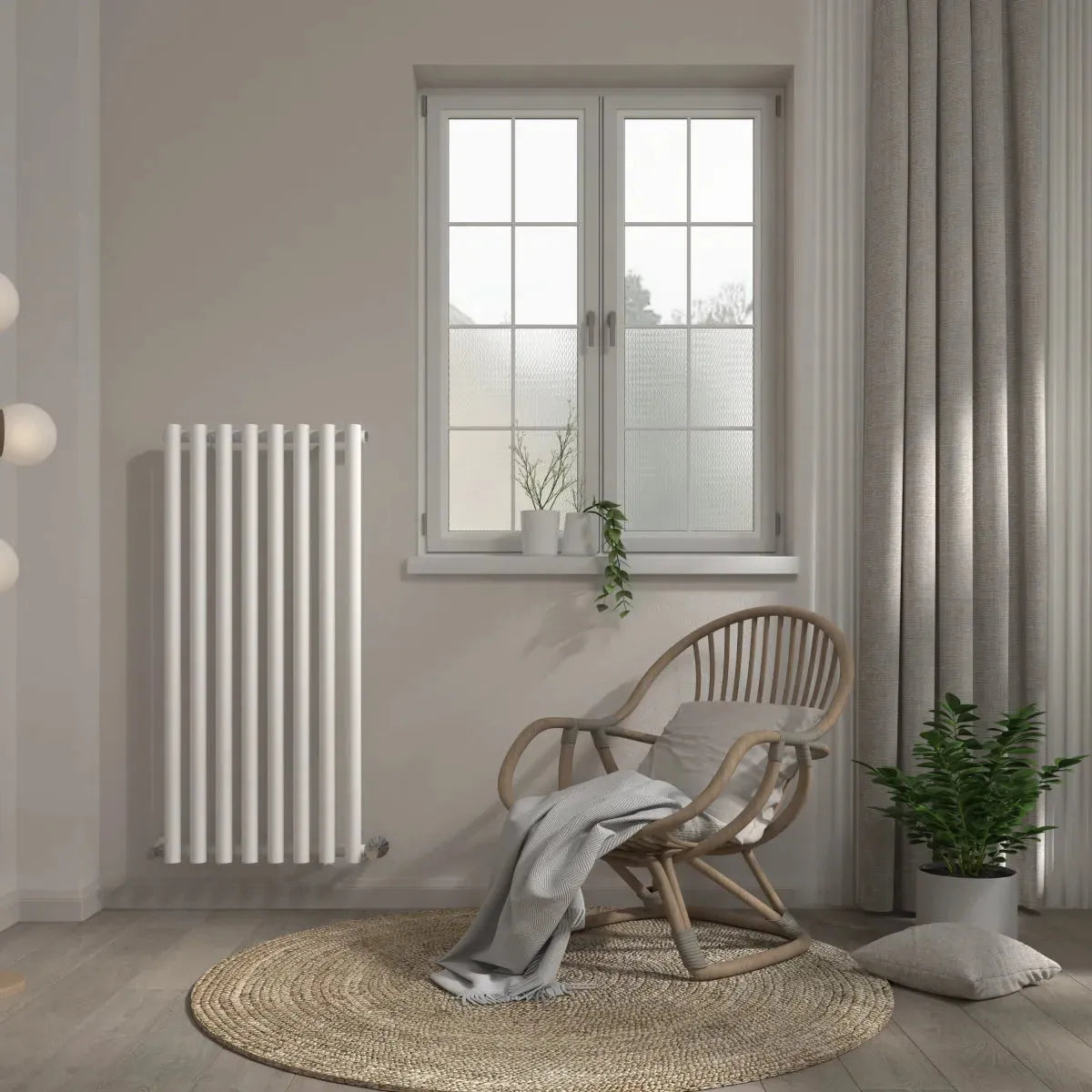 Comiso - Modern vertical round tube radiator white