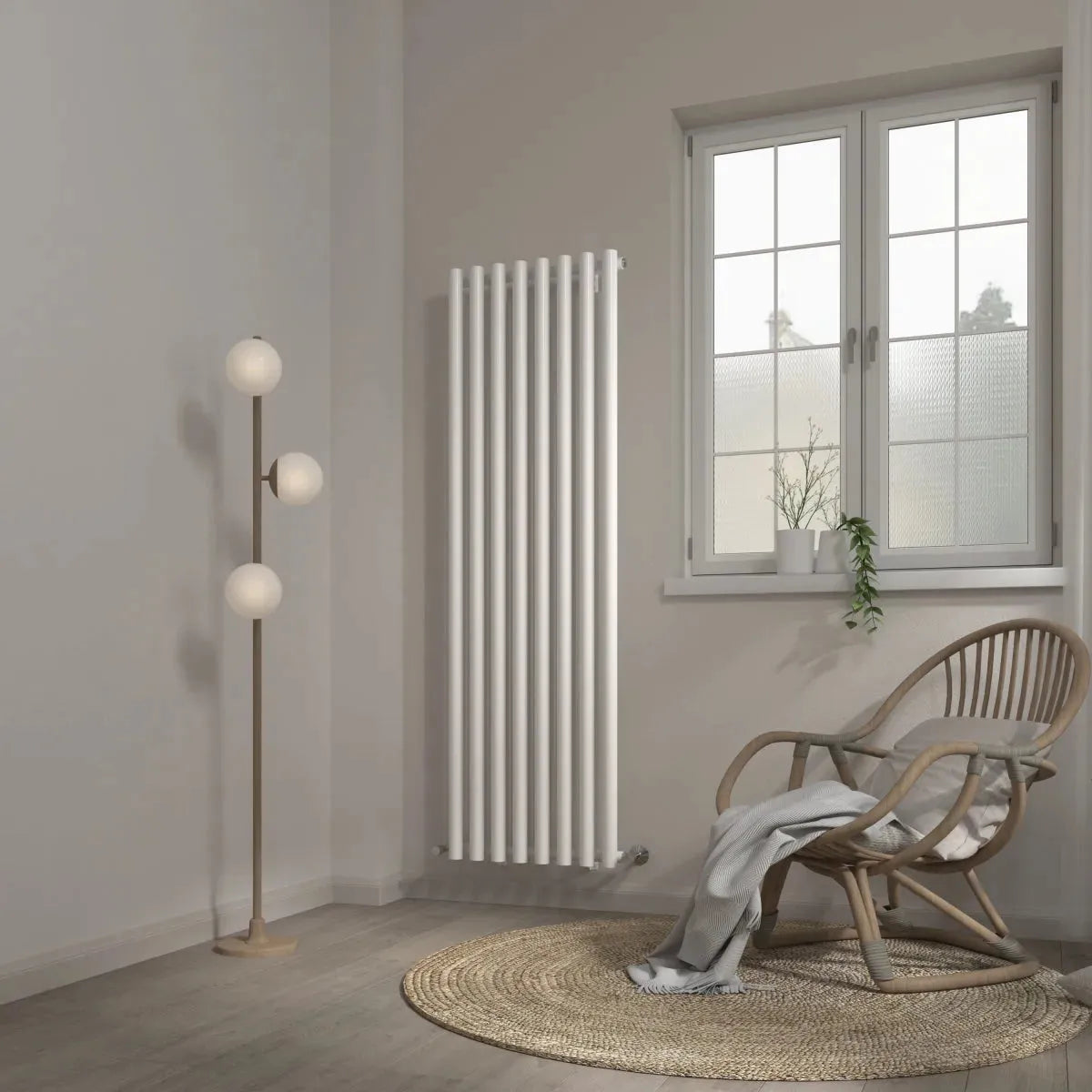 Comiso - Modern vertical round tube radiator white