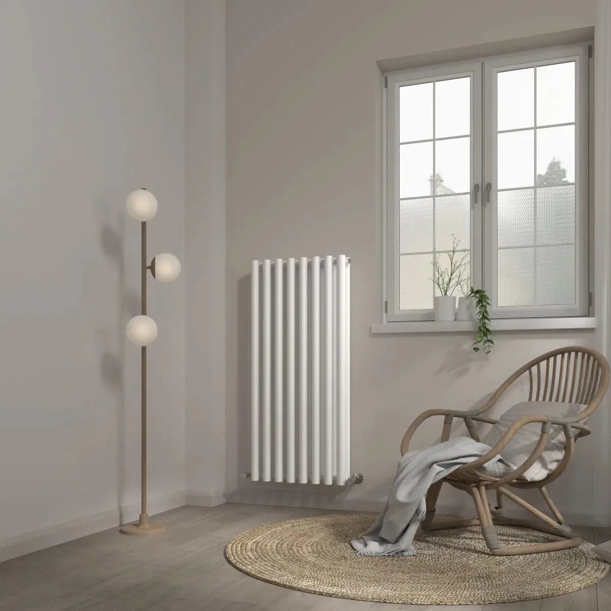 Comiso - Modern vertical round tube radiator white