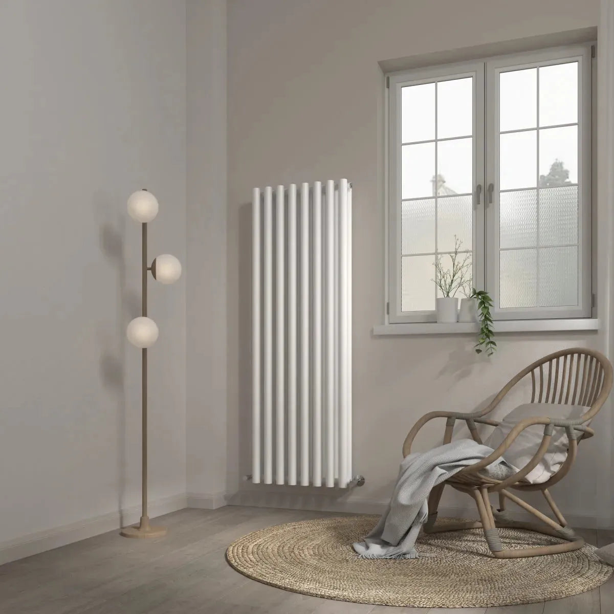 Comiso - Modern vertical round tube radiator white