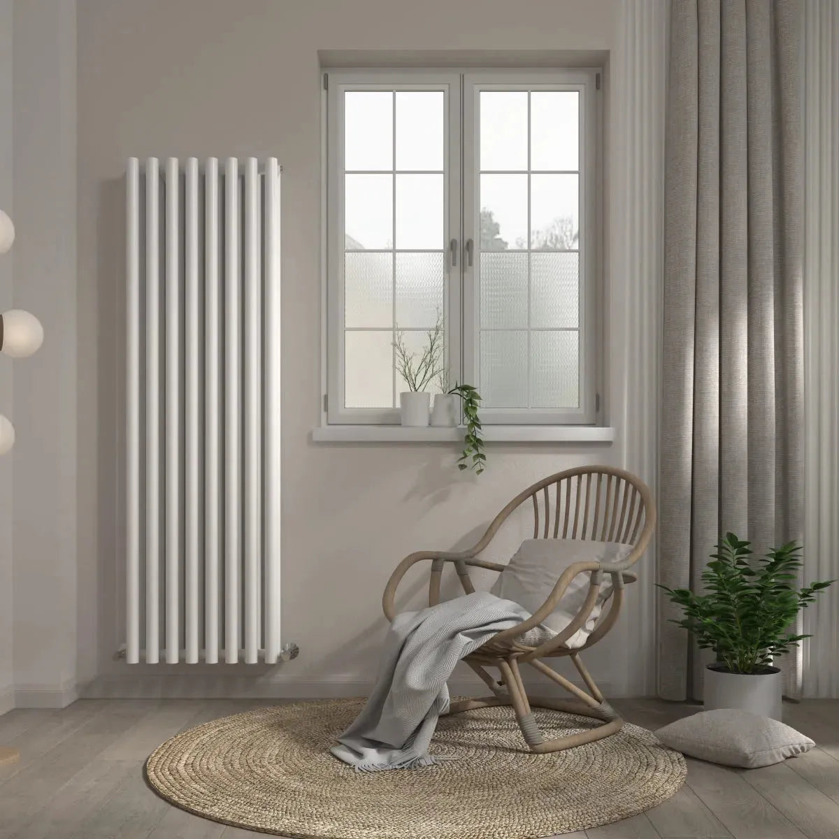 Comiso - Modern vertical round tube radiator white