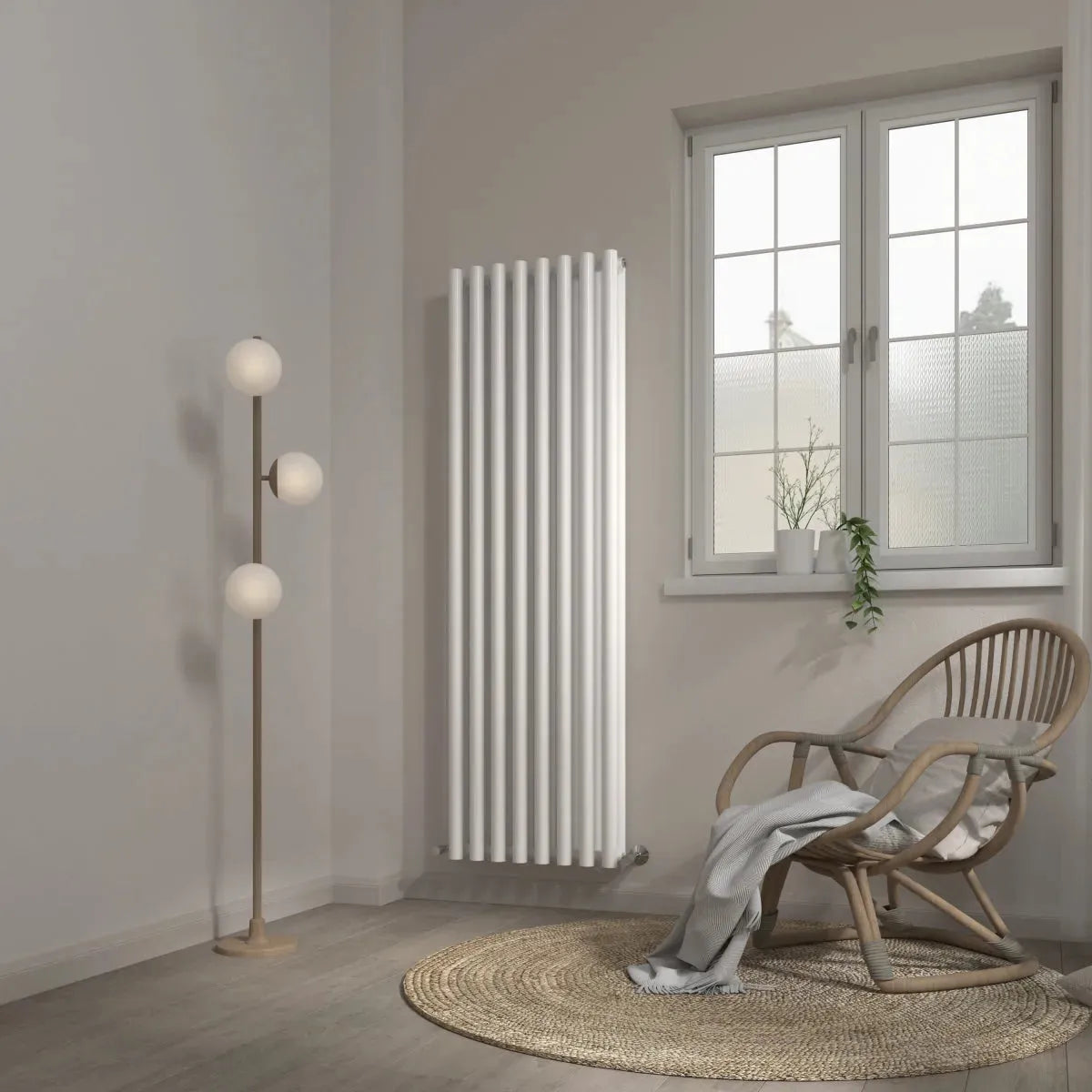 Comiso - Modern vertical round tube radiator white