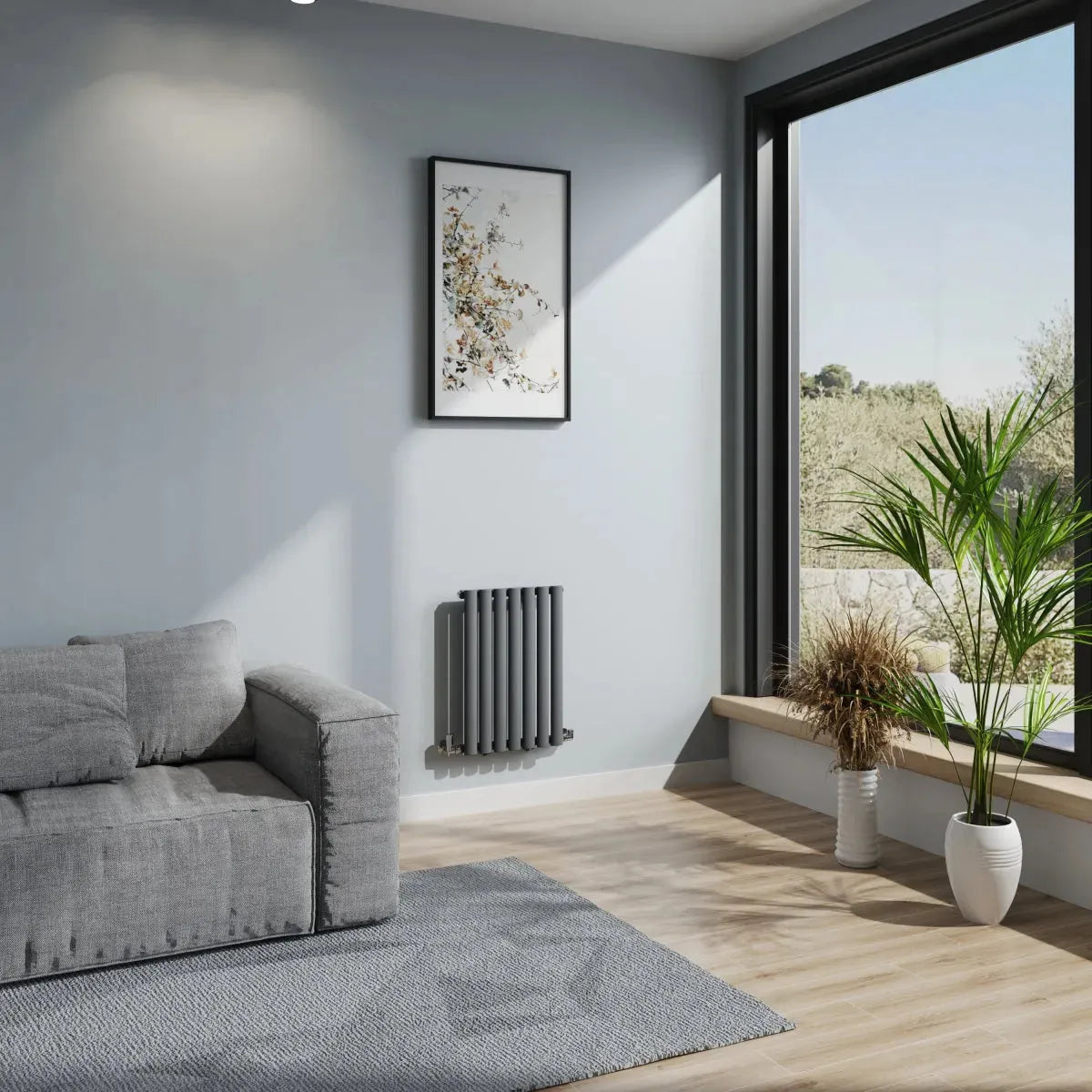 Cuneo - Modern horizontal oval tube radiator anthracite