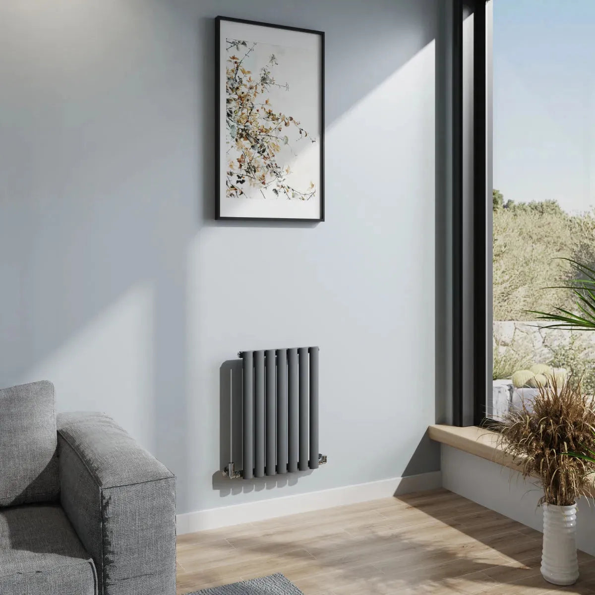 Cuneo - Modern horizontal oval tube radiator anthracite