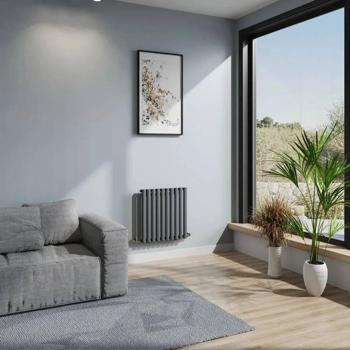 Cuneo - Modern horizontal oval tube radiator anthracite