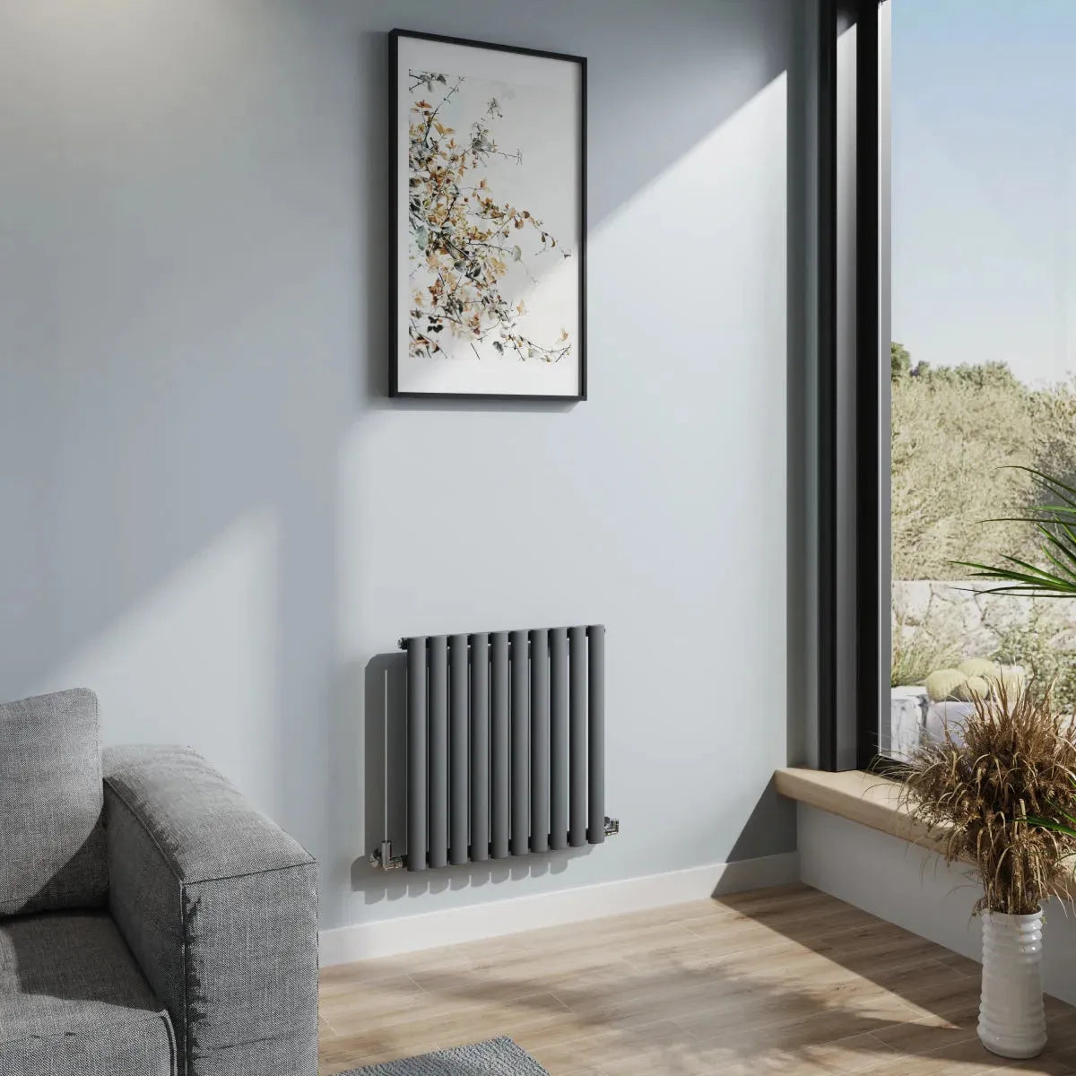 Cuneo - Modern horizontal oval tube radiator anthracite