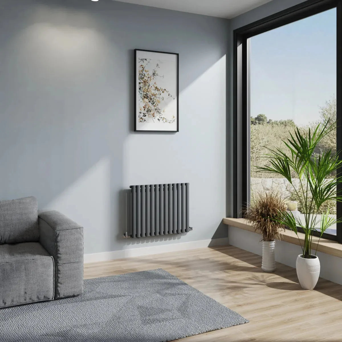 Cuneo - Modern horizontal oval tube radiator anthracite