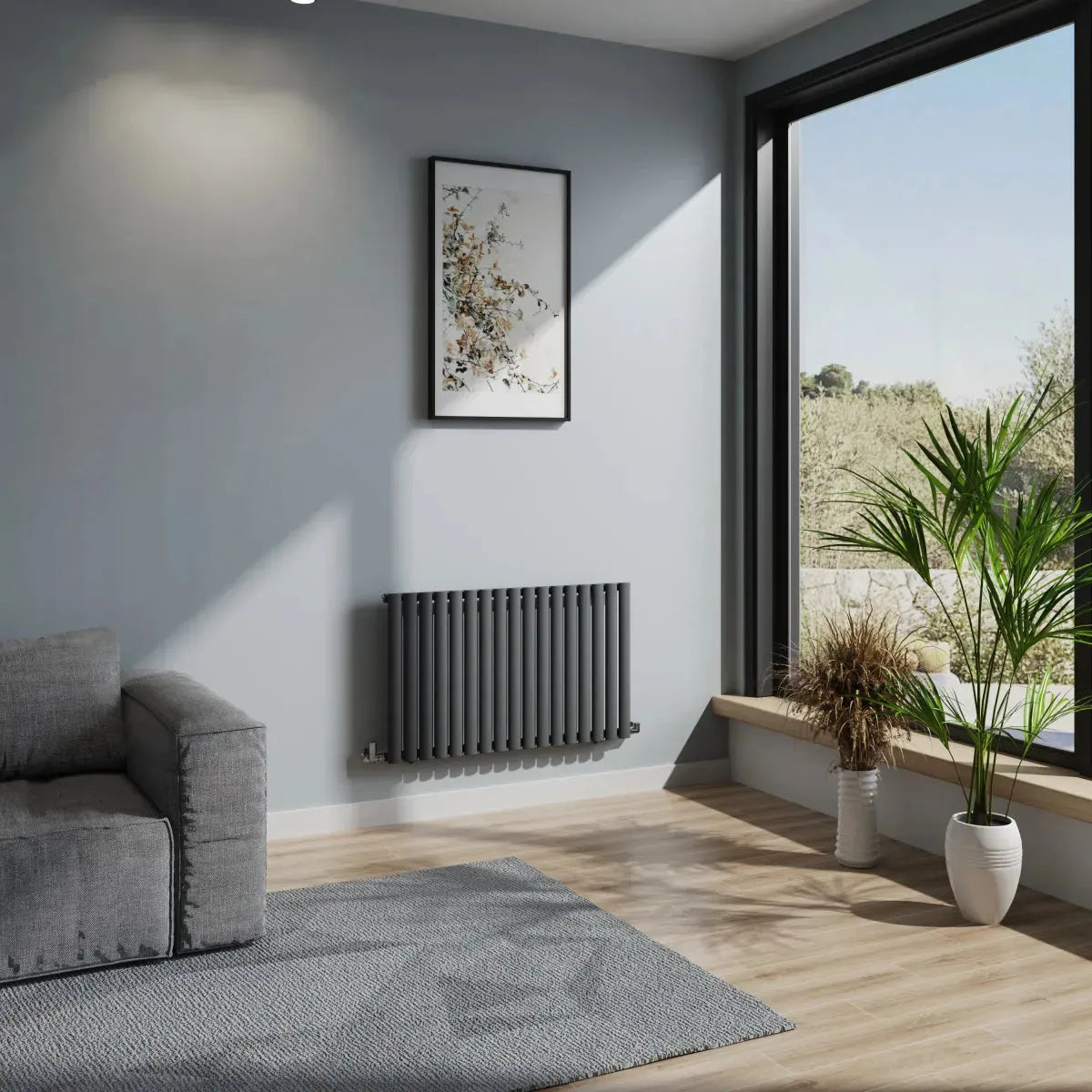 Cuneo - Modern horizontal oval tube radiator anthracite