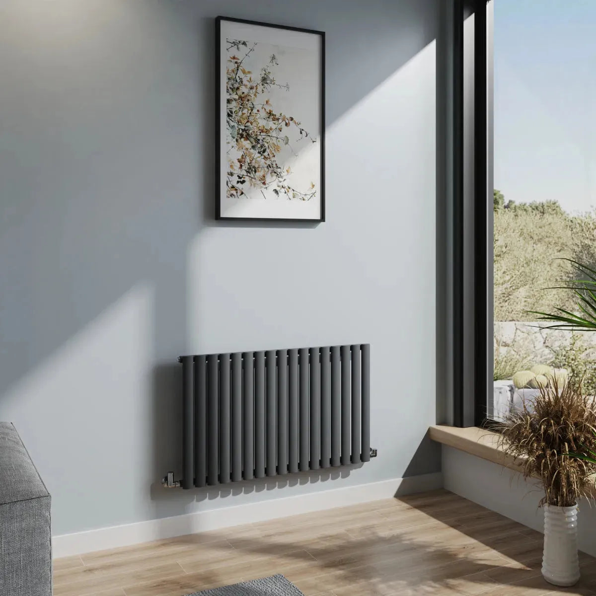 Cuneo - Modern horizontal oval tube radiator anthracite