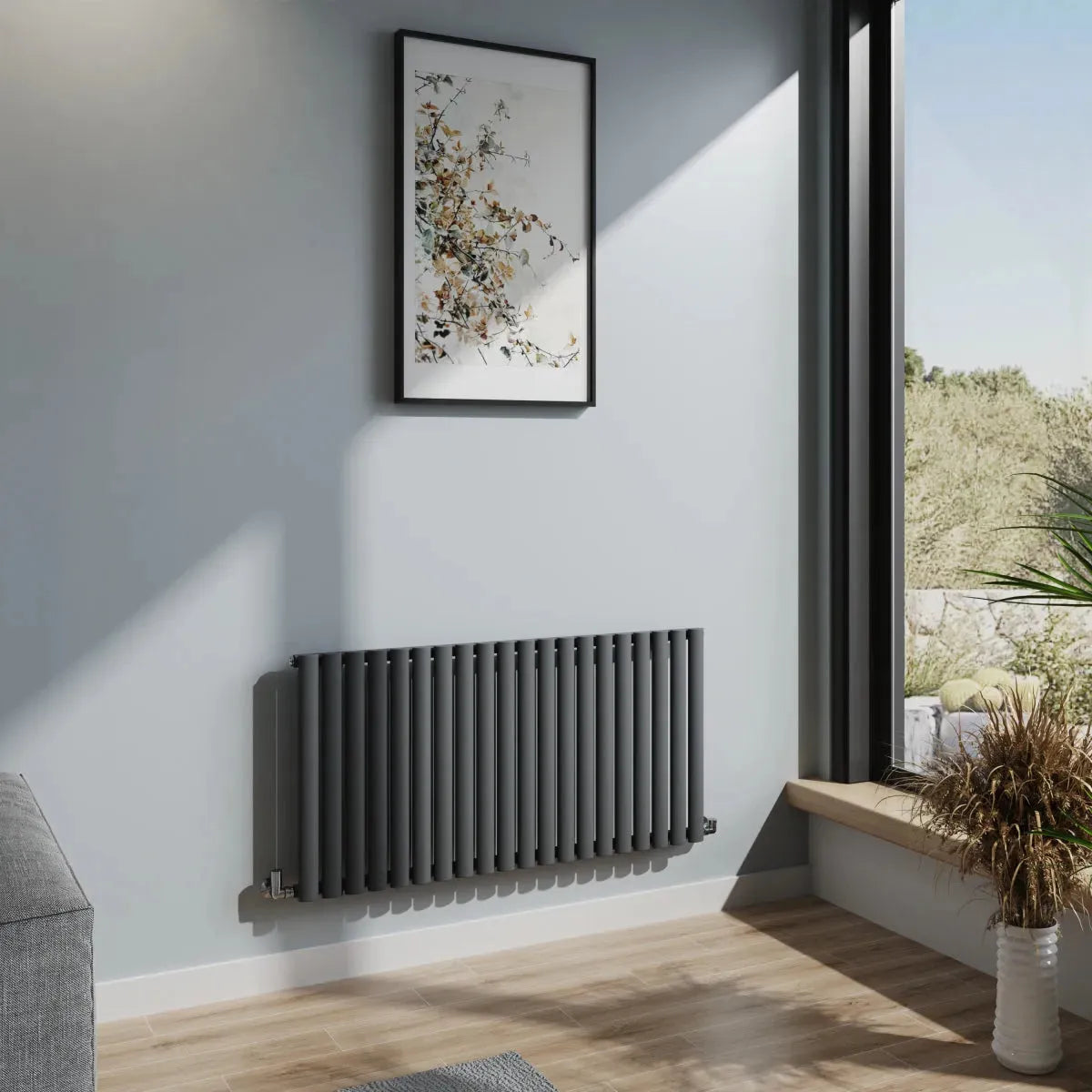 Cuneo - Modern horizontal oval tube radiator anthracite