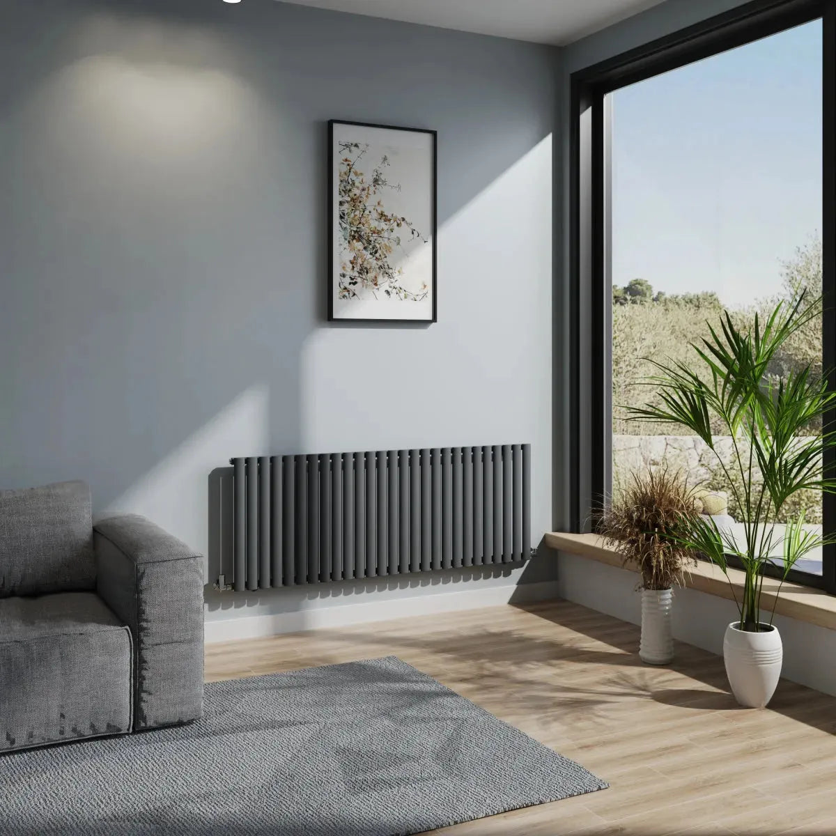 Cuneo - Modern horizontal oval tube radiator anthracite