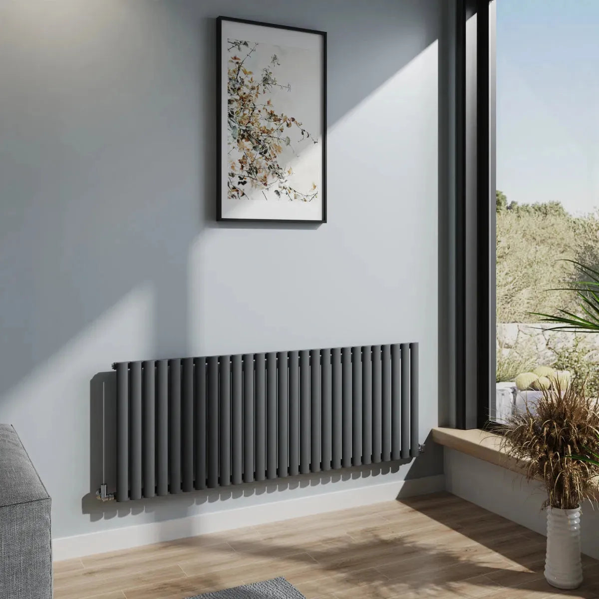 Cuneo - Modern horizontal oval tube radiator anthracite