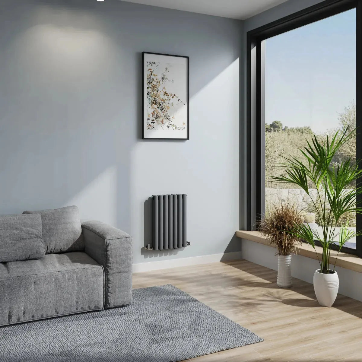 Cuneo - Modern horizontal oval tube radiator anthracite