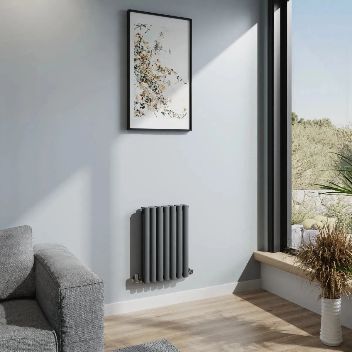 Cuneo - Modern horizontal oval tube radiator anthracite