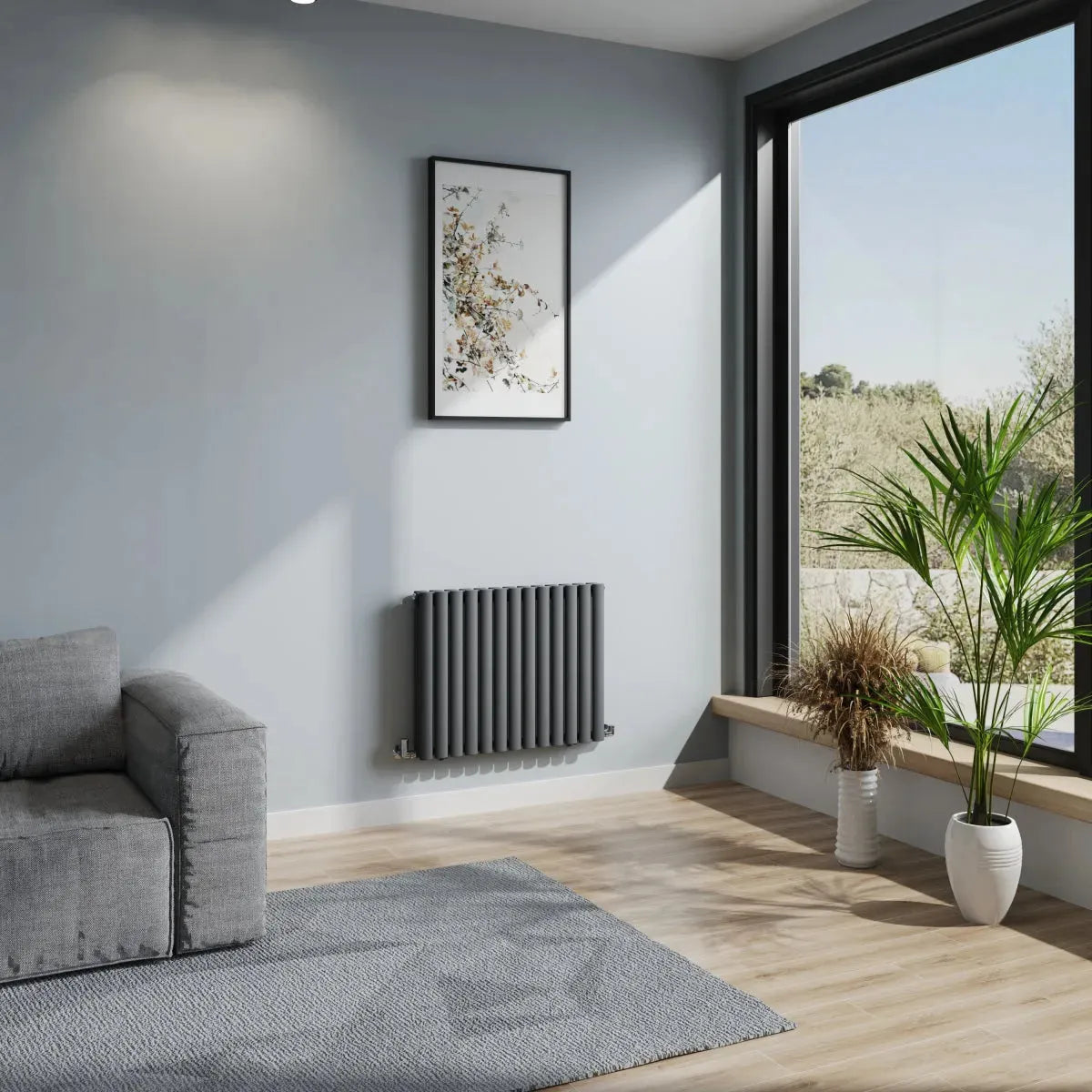 Cuneo - Modern horizontal oval tube radiator anthracite