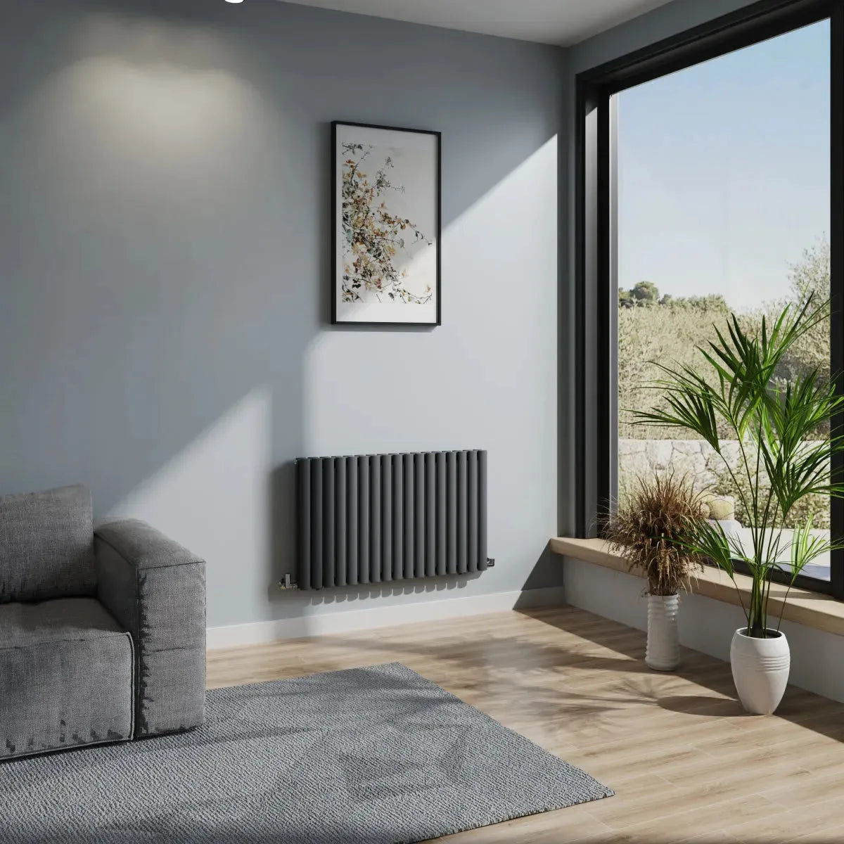 Cuneo - Modern horizontal oval tube radiator anthracite