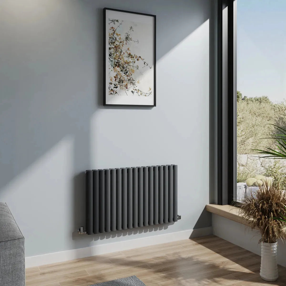 Cuneo - Modern horizontal oval tube radiator anthracite