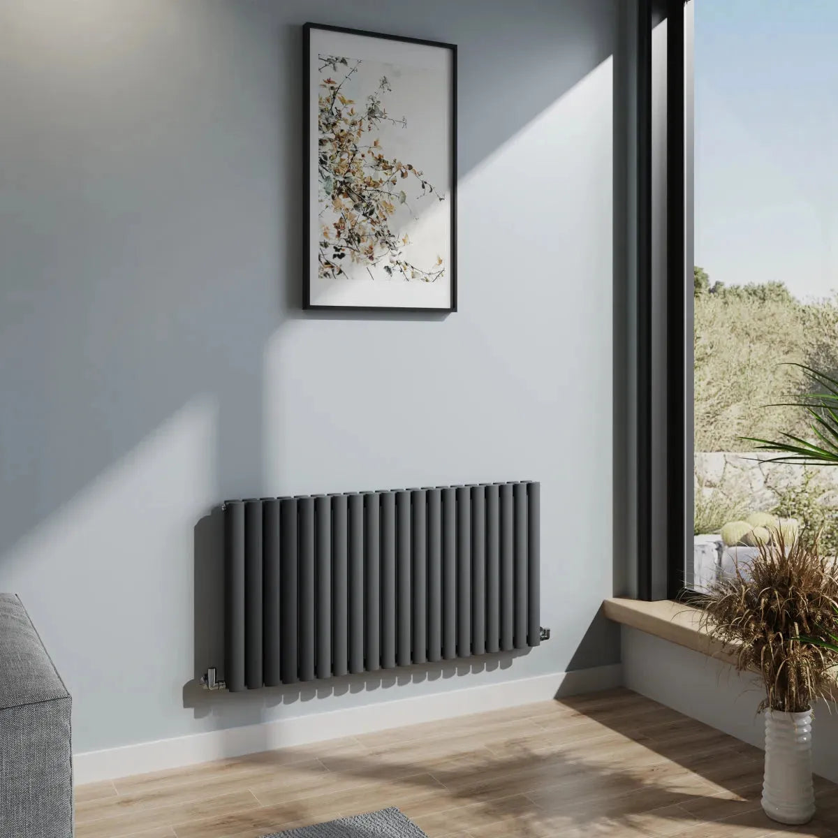 Cuneo - Modern horizontal oval tube radiator anthracite