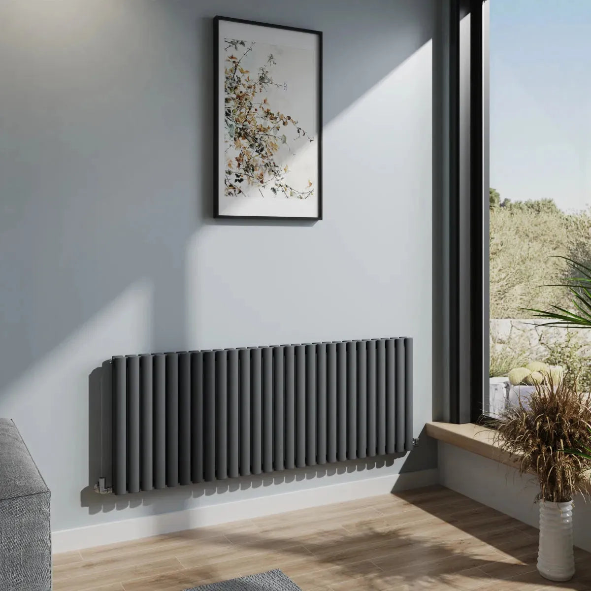 Cuneo - Modern horizontal oval tube radiator anthracite