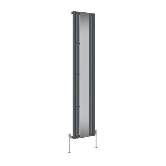 Cuneo - Modern vertical oval tube mirror radiator anthracite