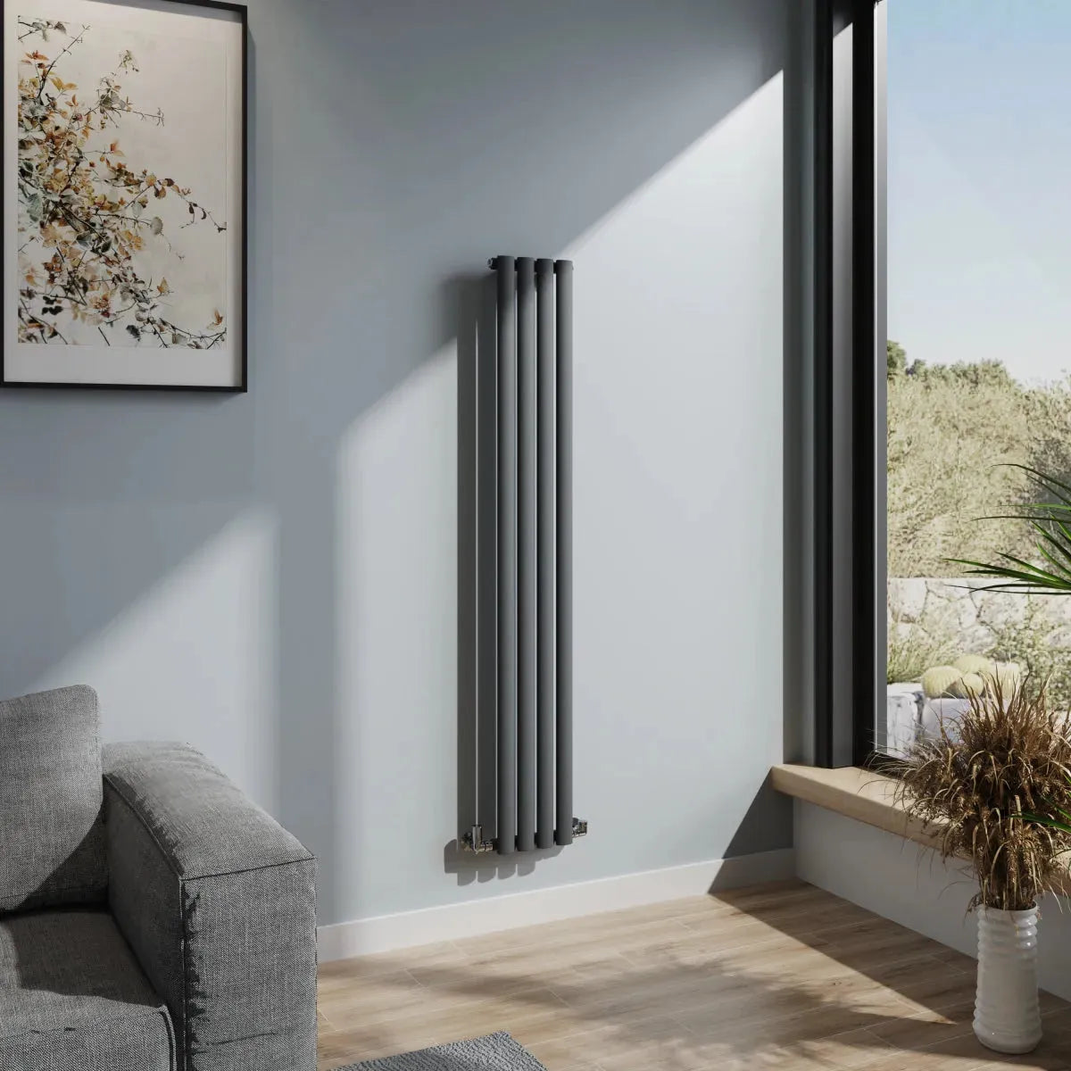 Cuneo - Modern vertical oval tube radiator anthracite