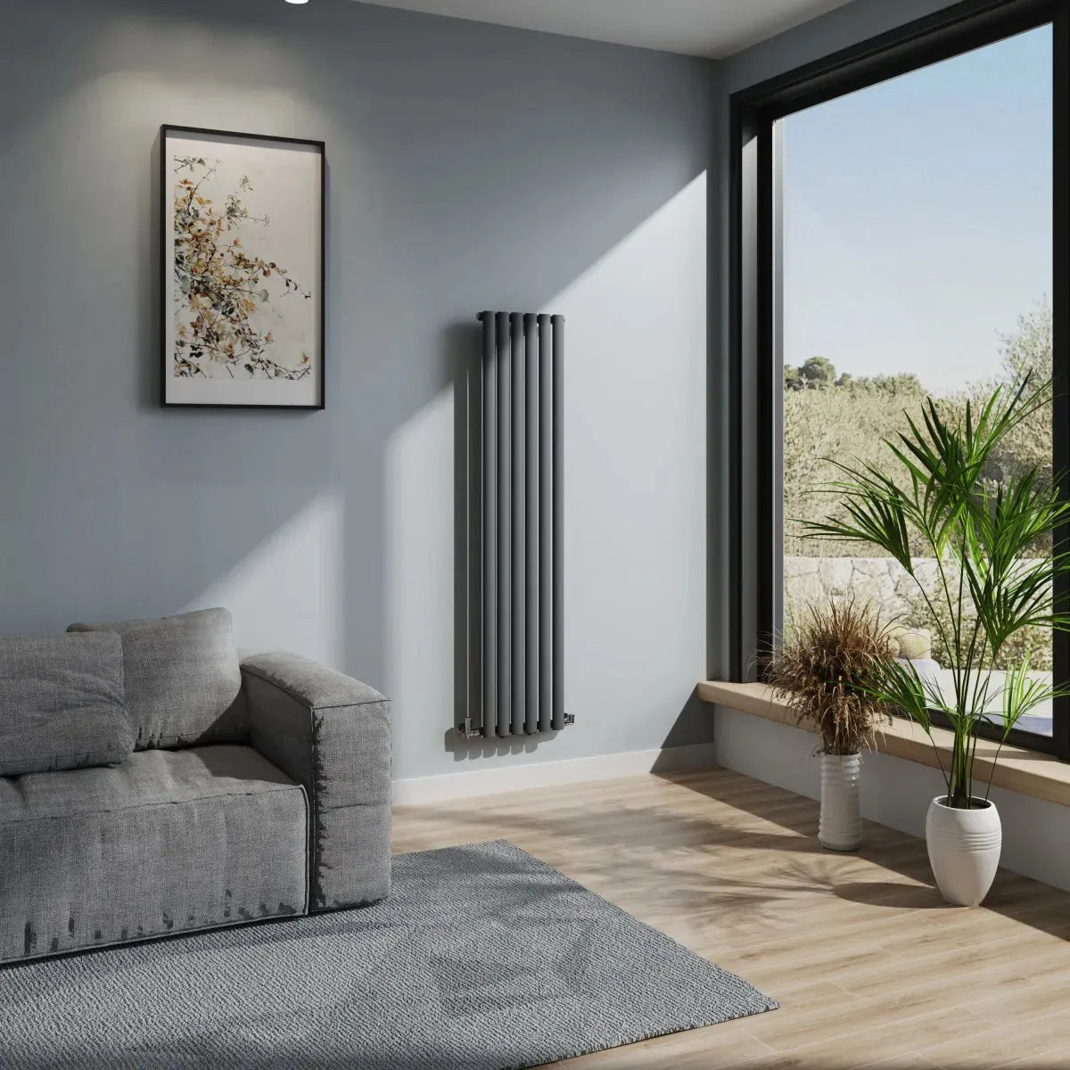 Cuneo - Modern vertical oval tube radiator anthracite