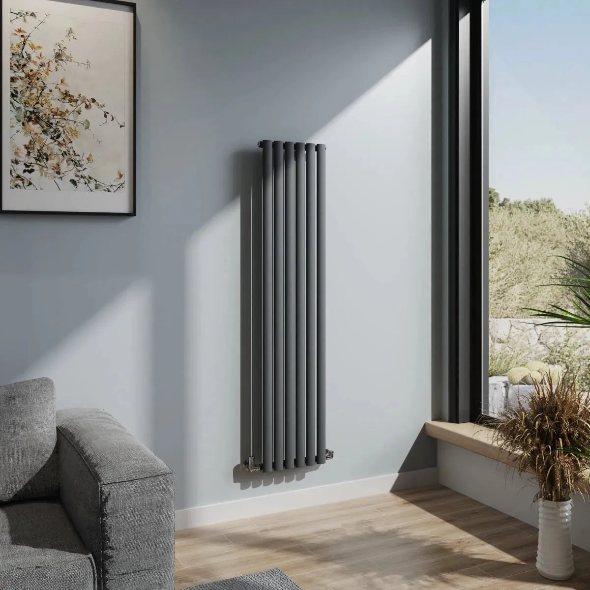 Cuneo - Modern vertical oval tube radiator anthracite