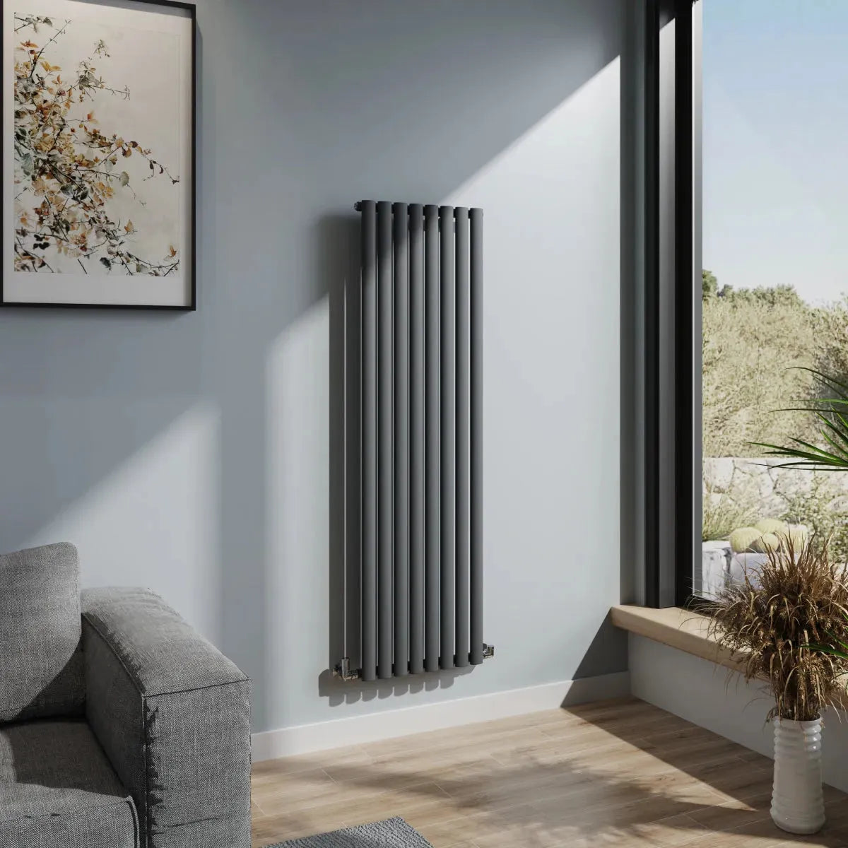 Cuneo - Modern vertical oval tube radiator anthracite