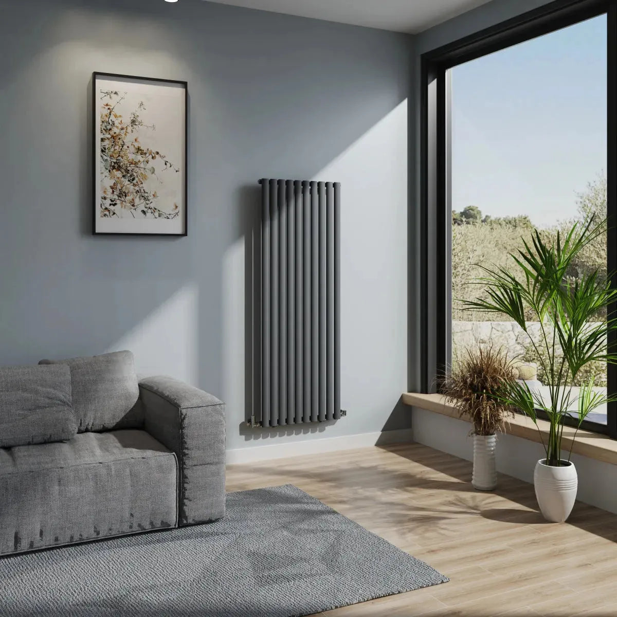 Cuneo - Modern vertical oval tube radiator anthracite