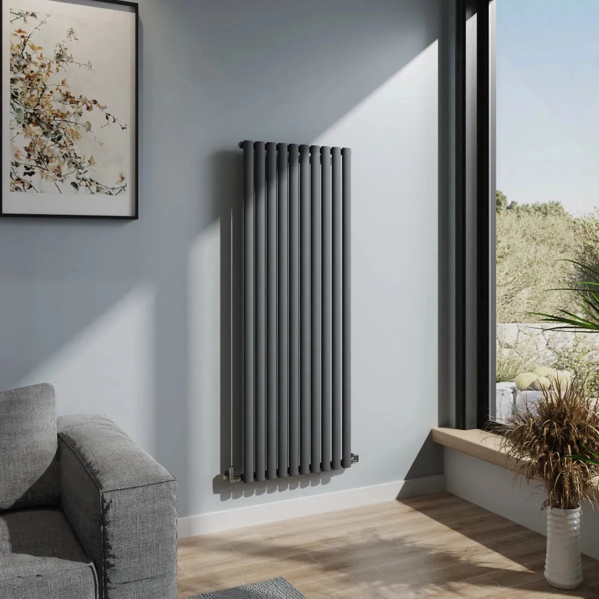 Cuneo - Modern vertical oval tube radiator anthracite