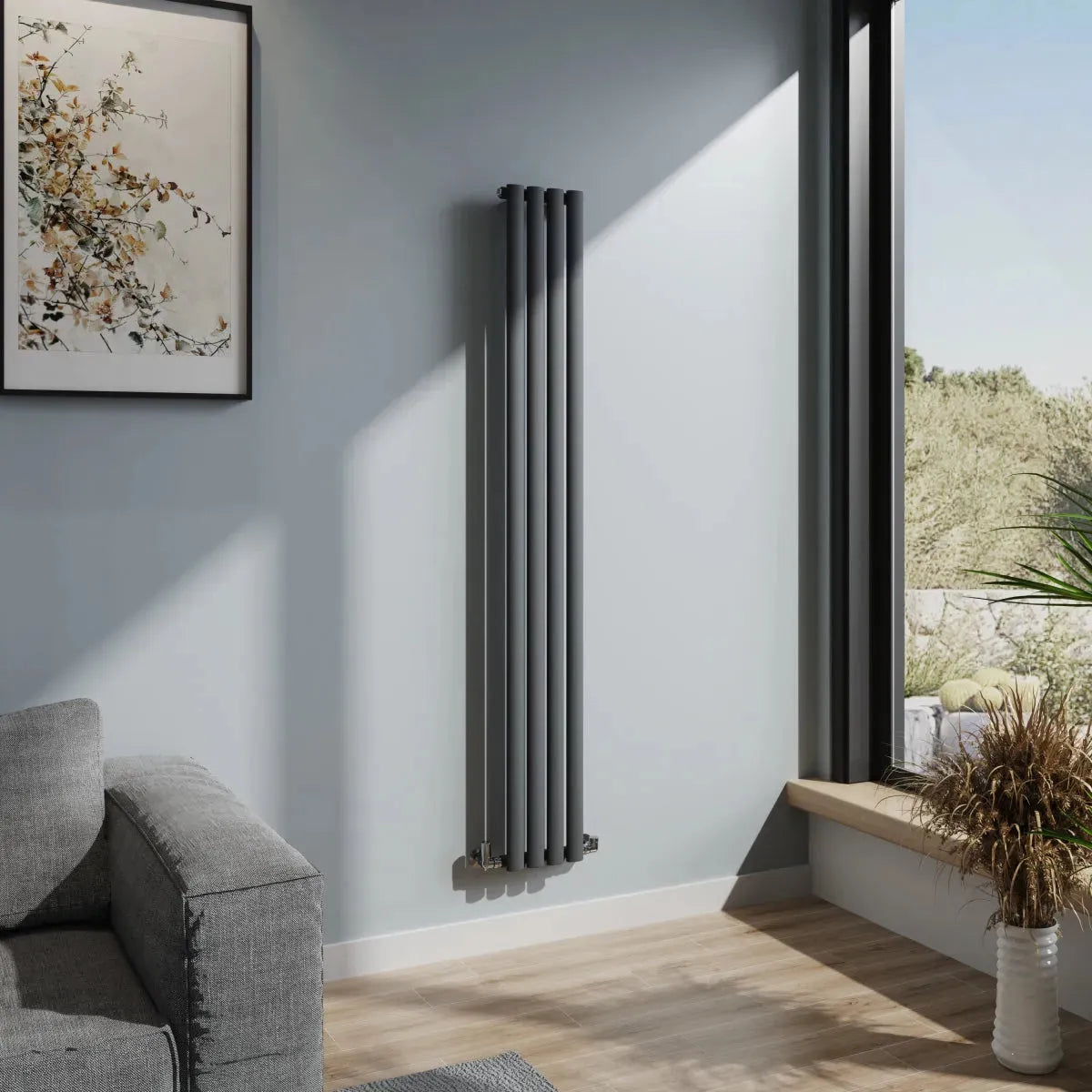 Cuneo - Modern vertical oval tube radiator anthracite