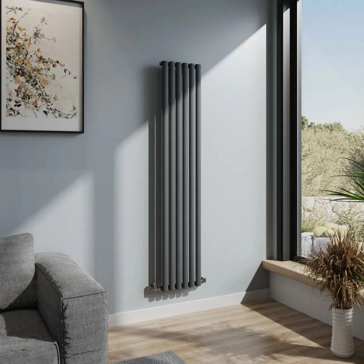 Cuneo - Modern vertical oval tube radiator anthracite