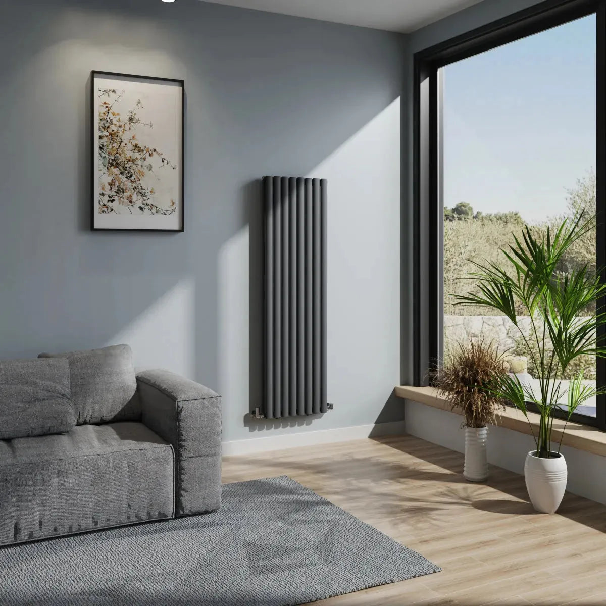 Cuneo - Modern vertical oval tube radiator anthracite