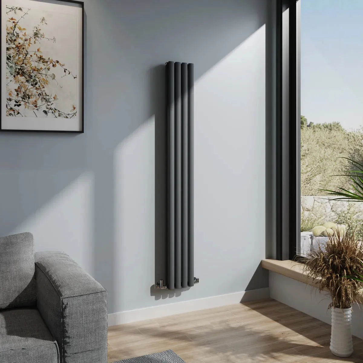 Cuneo - Modern vertical oval tube radiator anthracite