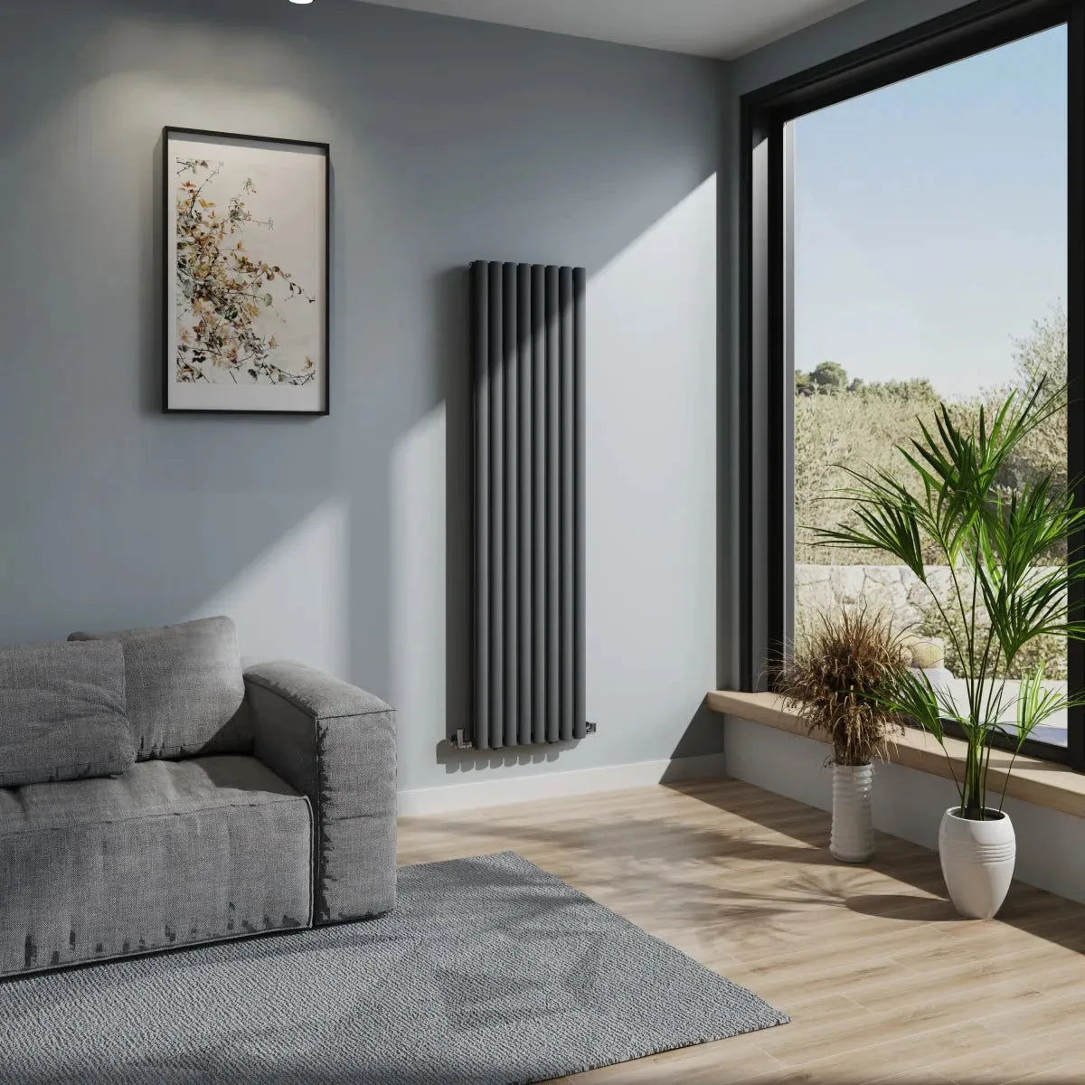 Cuneo - Modern vertical oval tube radiator anthracite