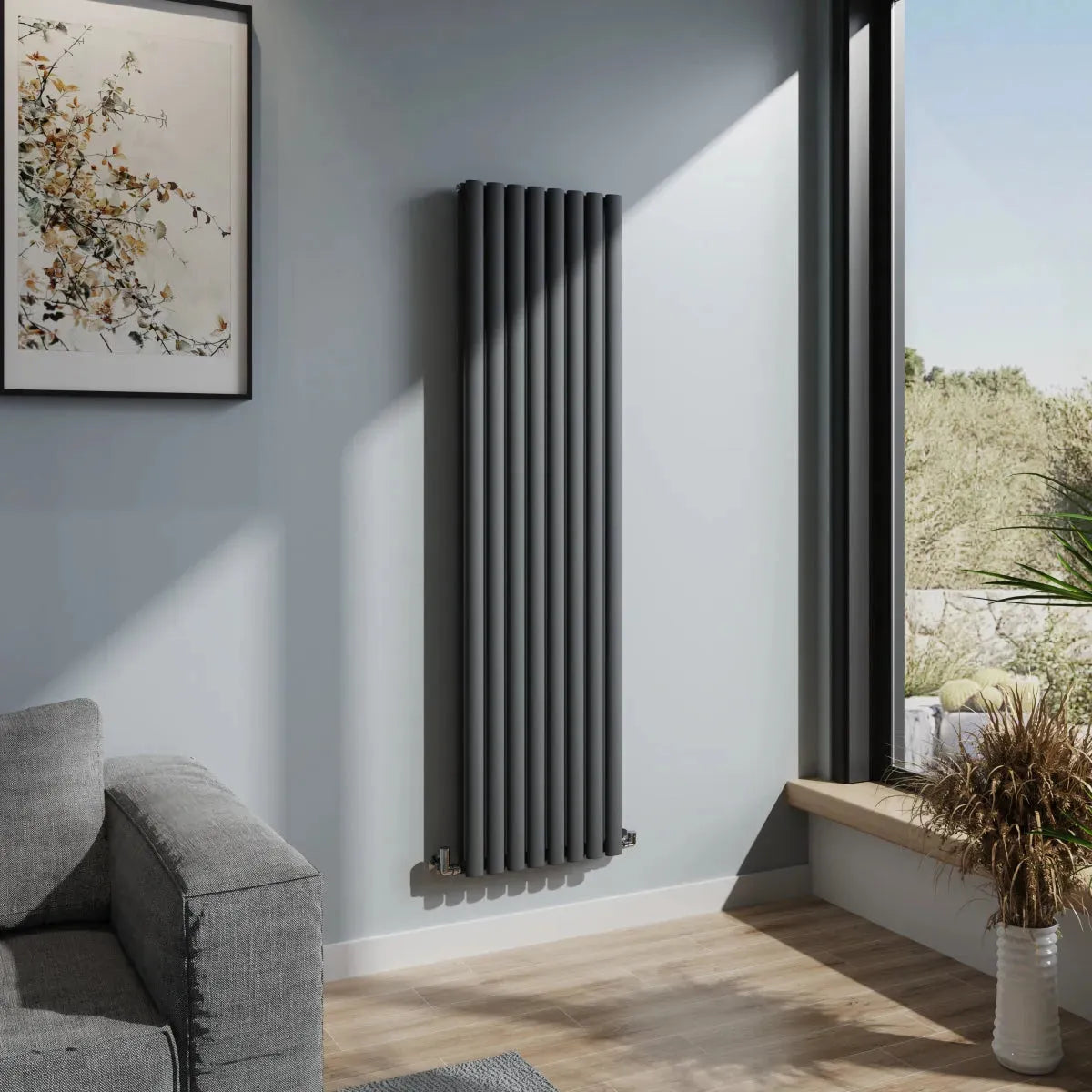 Cuneo - Modern vertical oval tube radiator anthracite